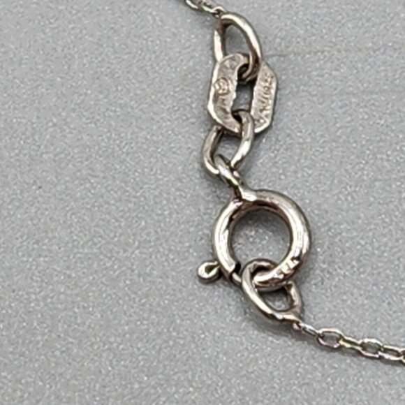 Sterling Silver Teardrop Pendant Necklace w CZ accent 925 DL Italy Link Chain - Picture 8 of 9
